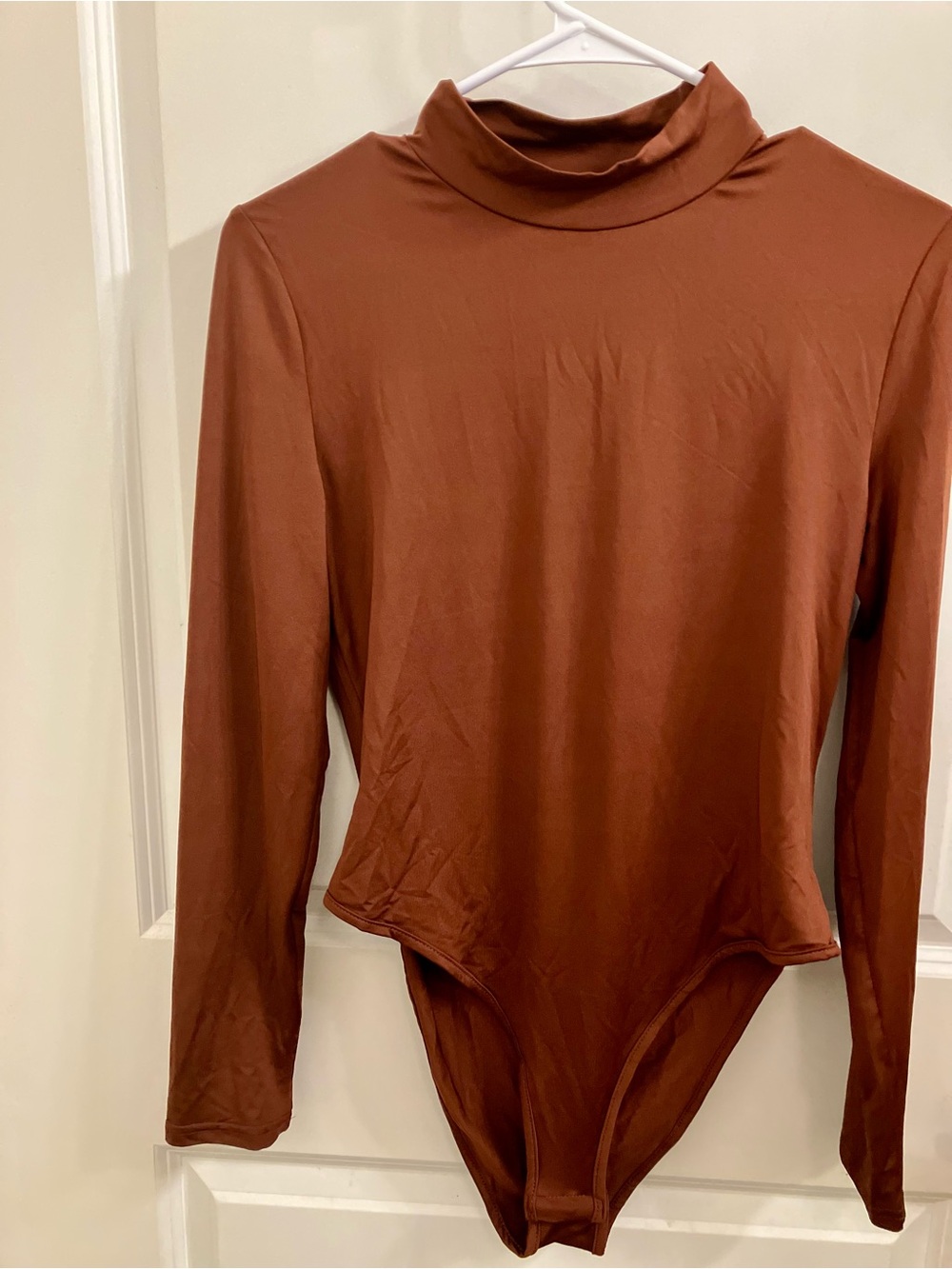 Long Sleeve Mock Neck Bodysuit - Brown